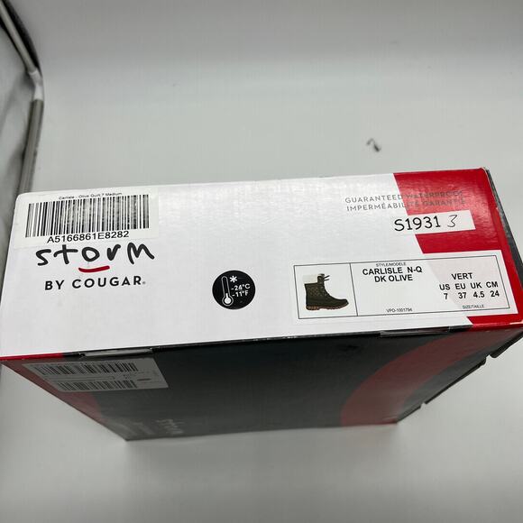 Cougar Waterproof Winter Boots Size 7 Medium Green Olive Quilt Carlisle Lace Up - Picture 10 of 13